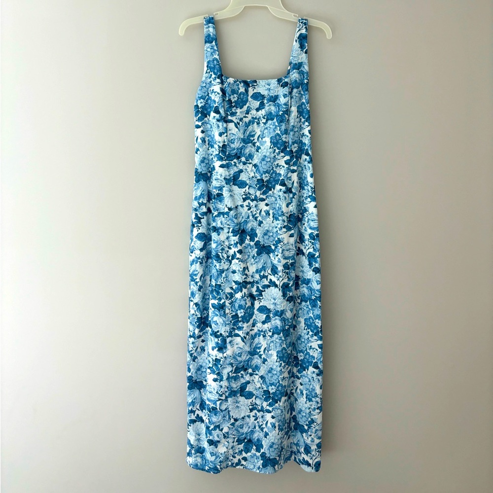 Blue floral midi dress by Abercrombie & Fitch